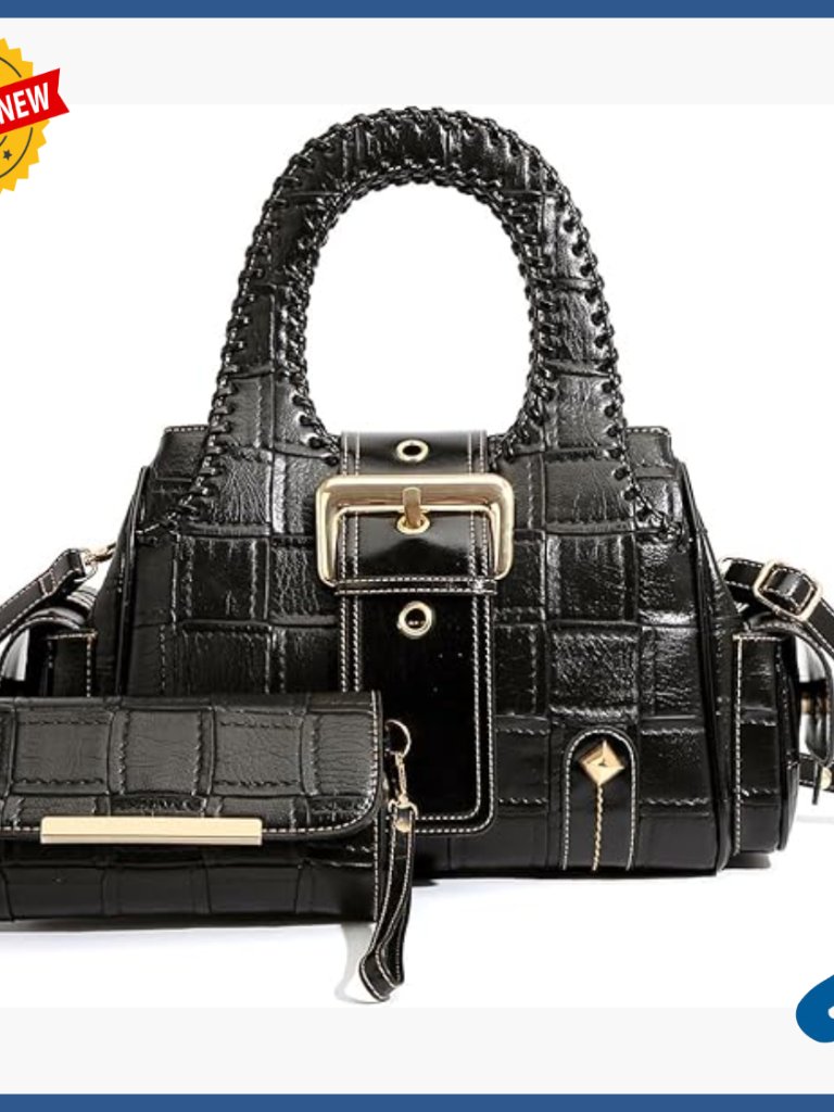 Large Capacity Faux Leather Satchel Set With Wallet Adjustable Strap